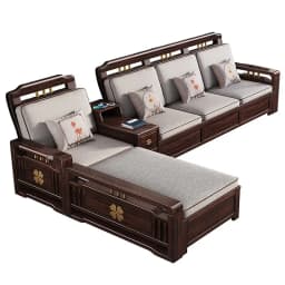 CZ New Chinese Style Solid Wood Sofa Purple Sandalwood Combination Small Apartment Modern Simple Living Room Wooden Furniture