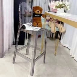 Simple Ghost Nordic Transparent Bar Chairs High Chair Acrylic Creative Bar Stools Outdoor Backrest Front Desk High Chair