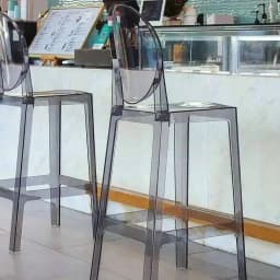 Simple Ghost Nordic Transparent Bar Chairs High Chair Acrylic Creative Bar Stools Outdoor Backrest Front Desk High Chair