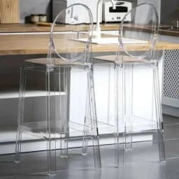 Simple Ghost Nordic Transparent Bar Chairs High Chair Acrylic Creative Bar Stools Outdoor Backrest Front Desk High Chair