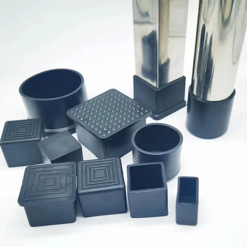 4pcs Black Table Leg End Cover Square Tube External Plug PVC Rubber Sleeve Protector
