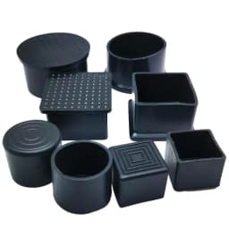 4pcs Black Table Leg End Cover Square Tube External Plug PVC Rubber Sleeve Protector