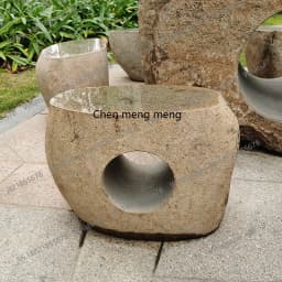 Outdoor stone table, stool, natural outdoor courtyard garden, table and chairs, a set of villa household marble ornaments