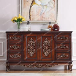 Sideboard Cabinet Solid Wood Rustic Entryway Cabinet Vintage Painted Storage Cabinet
