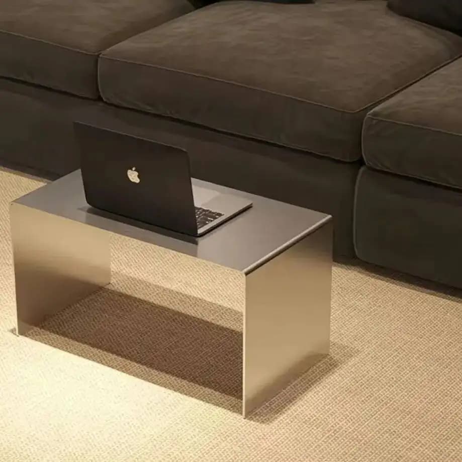 Minimalist Stainless Steel Coffee Table Living Room Sofa Side Tables Light Luxury Creative C-shaped Corner Table Bedside Tables