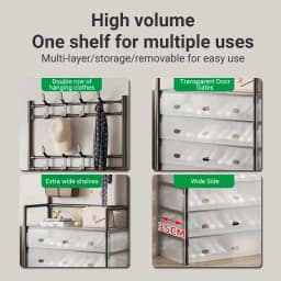 DIVEDEER 4-5 Tier Home Wardrobe Rack Bedroom Wardrobe Rack DIY Dustproof Storage Cabinet Shoe Rack Hanging Bag Storage Cabinet