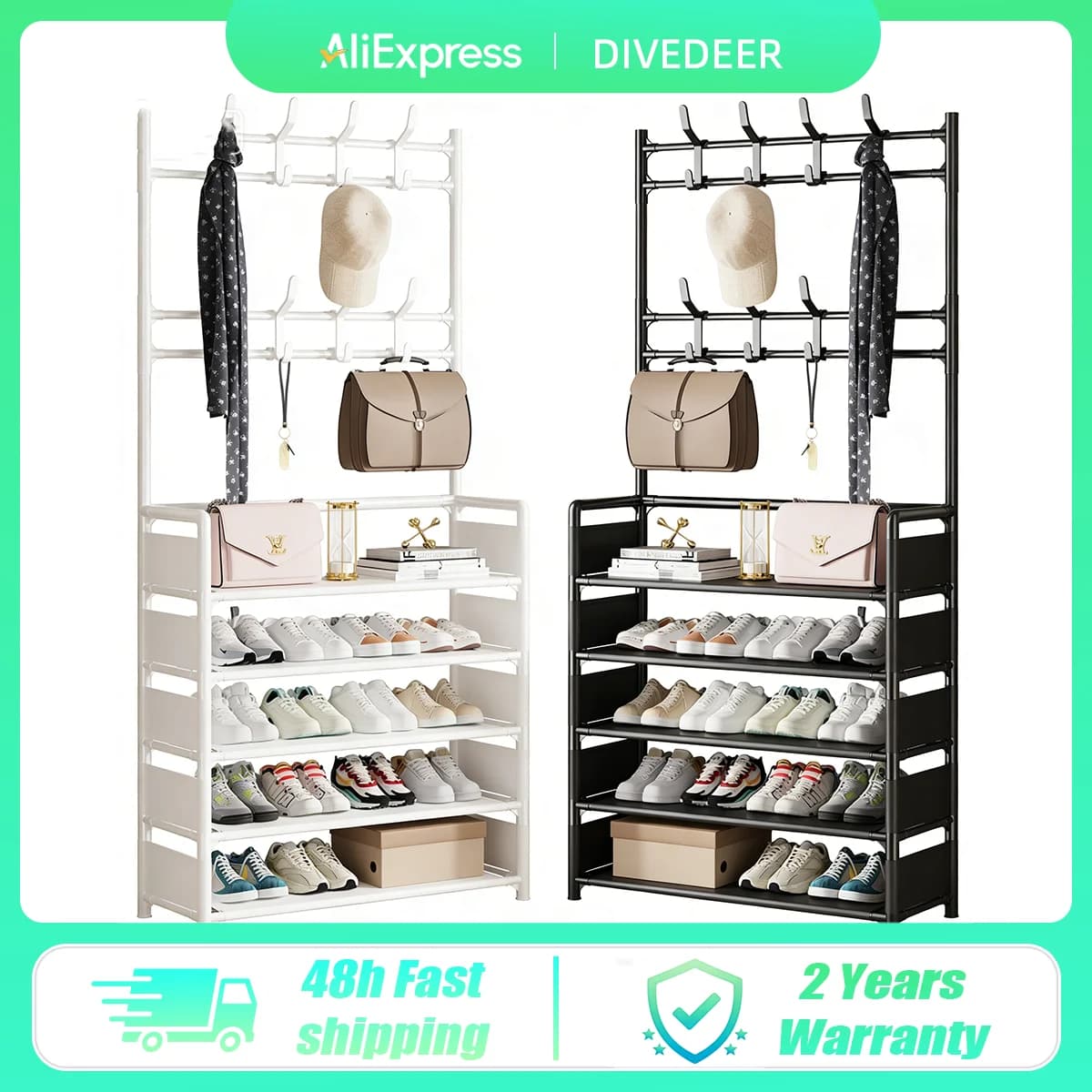 DIVEDEER 4-5 Tier Home Wardrobe Rack Bedroom Wardrobe Rack DIY Dustproof Storage Cabinet Shoe Rack Hanging Bag Storage Cabinet
