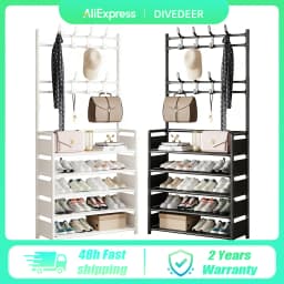 DIVEDEER 4-5 Tier Home Wardrobe Rack Bedroom Wardrobe Rack DIY Dustproof Storage Cabinet Shoe Rack Hanging Bag Storage Cabinet