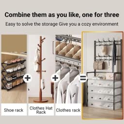 DIVEDEER 4-5 Tier Home Wardrobe Rack Bedroom Wardrobe Rack DIY Dustproof Storage Cabinet Shoe Rack Hanging Bag Storage Cabinet