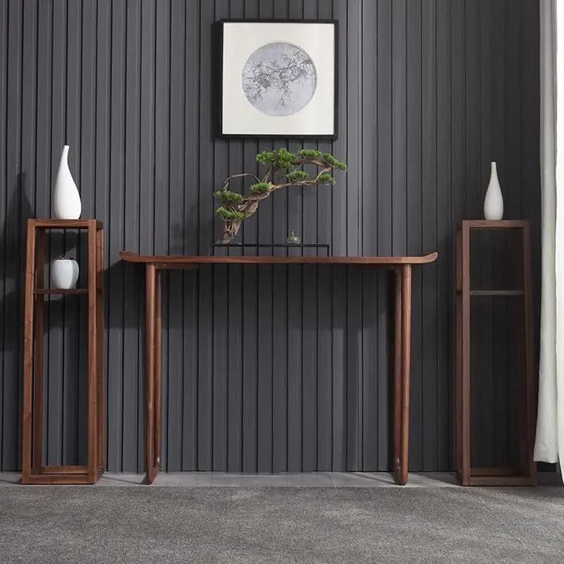 Modern Chinese Console Table, Solid Wood Zen Entryway Narrow Desk, Upturned Design Hall Cabinet, Creative Hotel Display Cabinet