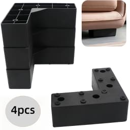 4pcs Heavy-Duty L-Shaped Furniture Legs - Industrial-strength load-bearing, Non-Slip Matte Black Finish,