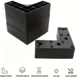 4pcs Heavy-Duty L-Shaped Furniture Legs - Industrial-strength load-bearing, Non-Slip Matte Black Finish,