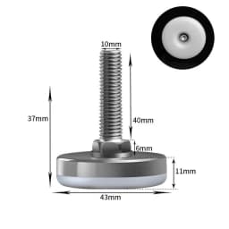 16Pcs Adjustable Furniture Feet Nylon Base Stainless Steel Levelers Legs, for Sofa, Table, Chair, Cabinet, Workbench of Leveling