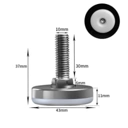 16Pcs Adjustable Furniture Feet Nylon Base Stainless Steel Levelers Legs, for Sofa, Table, Chair, Cabinet, Workbench of Leveling