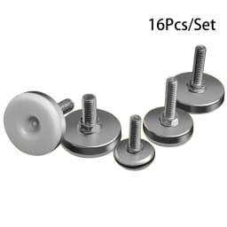 16Pcs Adjustable Furniture Feet Nylon Base Stainless Steel Levelers Legs, for Sofa, Table, Chair, Cabinet, Workbench of Leveling