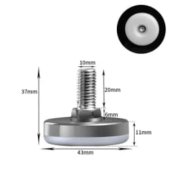 16Pcs Adjustable Furniture Feet Nylon Base Stainless Steel Levelers Legs, for Sofa, Table, Chair, Cabinet, Workbench of Leveling