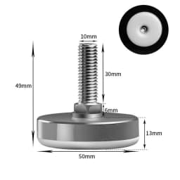 16Pcs Adjustable Furniture Feet Nylon Base Stainless Steel Levelers Legs, for Sofa, Table, Chair, Cabinet, Workbench of Leveling