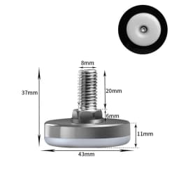 16Pcs Adjustable Furniture Feet Nylon Base Stainless Steel Levelers Legs, for Sofa, Table, Chair, Cabinet, Workbench of Leveling