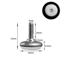 16Pcs Adjustable Furniture Feet Nylon Base Stainless Steel Levelers Legs, for Sofa, Table, Chair, Cabinet, Workbench of Leveling