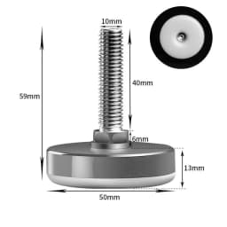 16Pcs Adjustable Furniture Feet Nylon Base Stainless Steel Levelers Legs, for Sofa, Table, Chair, Cabinet, Workbench of Leveling