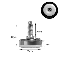 16Pcs Adjustable Furniture Feet Nylon Base Stainless Steel Levelers Legs, for Sofa, Table, Chair, Cabinet, Workbench of Leveling