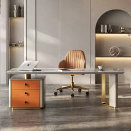 rock slab household desk Italian minimalist computer desk writing table palpable paint straight row stainless steel