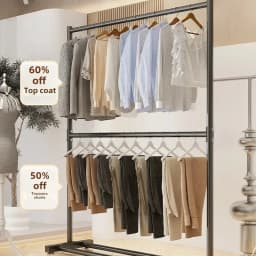 Clothes Rack for Living Room, Floor Standing Coat Hanger, Modern Closet Organizer, Multifunctional Shelves with Hook, Home
