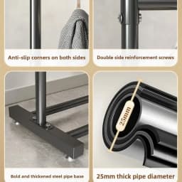Clothes Rack for Living Room, Floor Standing Coat Hanger, Modern Closet Organizer, Multifunctional Shelves with Hook, Home