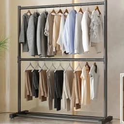 Clothes Rack for Living Room, Floor Standing Coat Hanger, Modern Closet Organizer, Multifunctional Shelves with Hook, Home