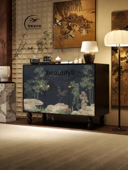 ZZFrench Hallway Sideboard Cabinet Chinese Style Retro Living Room Aisle Tailstock Storage