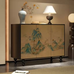 ZZFrench Hallway Sideboard Cabinet Chinese Style Retro Living Room Aisle Tailstock Storage