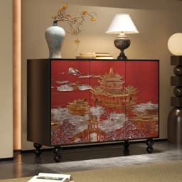 ZZFrench Hallway Sideboard Cabinet Chinese Style Retro Living Room Aisle Tailstock Storage