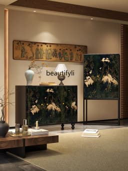 ZZFrench Hallway Sideboard Cabinet Chinese Style Retro Living Room Aisle Tailstock Storage