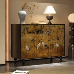 ZZFrench Hallway Sideboard Cabinet Chinese Style Retro Living Room Aisle Tailstock Storage