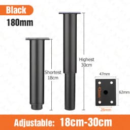 KAK Adjustable Furniture Leg Cold Rolled Steel Black White Table Feet Replacement Cabinet Sofa Metal Foot Furniture Hardware