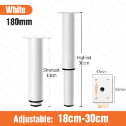 KAK Adjustable Furniture Leg Cold Rolled Steel Black White Table Feet Replacement Cabinet Sofa Metal Foot Furniture Hardware
