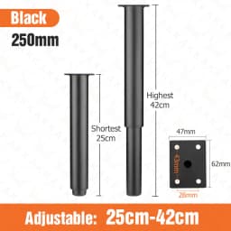 KAK Adjustable Furniture Leg Cold Rolled Steel Black White Table Feet Replacement Cabinet Sofa Metal Foot Furniture Hardware
