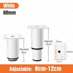 KAK Adjustable Furniture Leg Cold Rolled Steel Black White Table Feet Replacement Cabinet Sofa Metal Foot Furniture Hardware