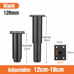 KAK Adjustable Furniture Leg Cold Rolled Steel Black White Table Feet Replacement Cabinet Sofa Metal Foot Furniture Hardware