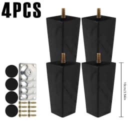 4/8Pcs Square Furniture Feet 6/10/15cm Solid Wood Sofa Legs Replacement Height Furniture Legs with Screws Mounting Plate Pads