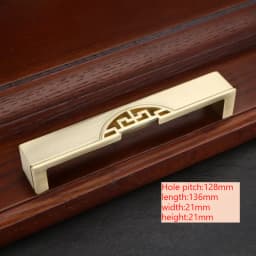 1pcs New Chinese Style Wardrobe Door Handle Golden Cabinet Door Knob Lengthened Shoe Cabinet Furniture Hardware