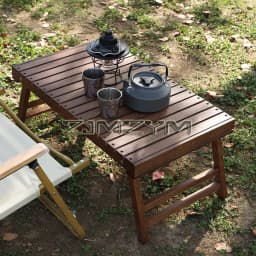 Outdoor Solid Wood Table Portable Folding Table Camping Hiking Barbecue Small Table Self-driving Tour Rack Picnic Table