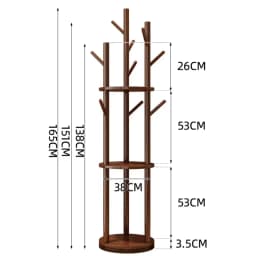 Rotating Wooden Coat Rack Durable Floor Standing Clothes Hanger Bedroom Clothes Rack Stand Space-Saving Storage Rack