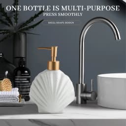 Ceramic Soap Dispenser,Liquid Soap Bottle,Lotion Hand- Bottles,Nordic Style Press Lotion Bottle,420ML,Shell
