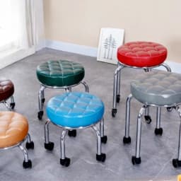 Aluminum Pulley Stool Low Round Stool with Wheels Creative Home Back Chair Lazy Housework Bench Portable Household