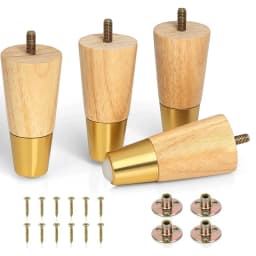 4Pcs Wood Furniture Legs, Round Solid Mid Century Legs 10CM 15CM Couch Legs Replacement Legs for Dresser Cabinets Sofas Ottoman