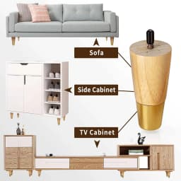4Pcs Wood Furniture Legs, Round Solid Mid Century Legs 10CM 15CM Couch Legs Replacement Legs for Dresser Cabinets Sofas Ottoman