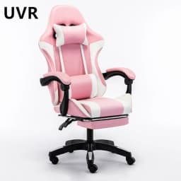 UVR Girls Computer Chair Home Office Chair Ergonomic Backrest Sponge Cushion with Footrest Professional Computer Game Chair