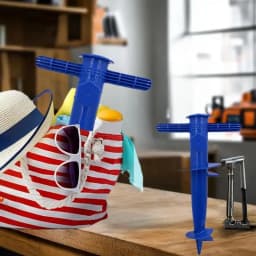Adjustable Umbrella Base; Plastic Sun Beach Patio Stand; Sand Anchor Spike Auger; Secure Holding Garden Tool.
