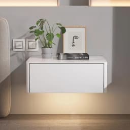 Simple Floating Nightstand Save Space Wall-Mounted Bedside Table Modern Solid Wood Storage Drawer Modular Bedroom Shelving Unit